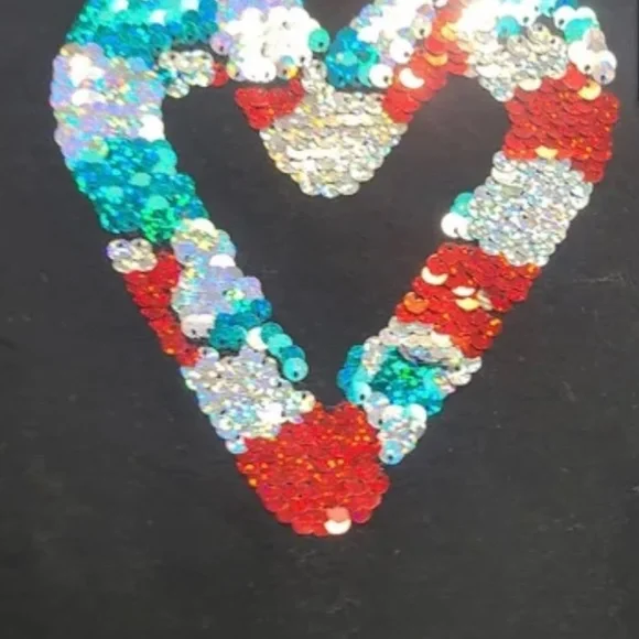 Girls Longsleeve Christmas Candy Cane Sequin Shirt - Picture 2 of 2